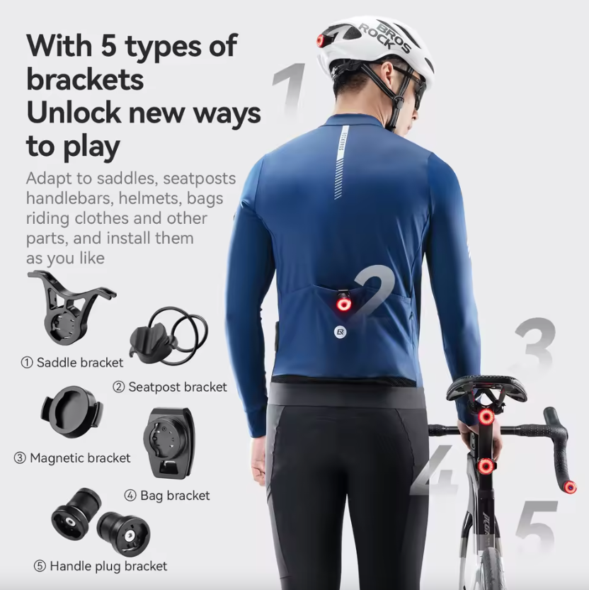 ROCKBROS R0 Styresluttplugg Sykkellys Type-C MTB Landeveissykling Baklykt