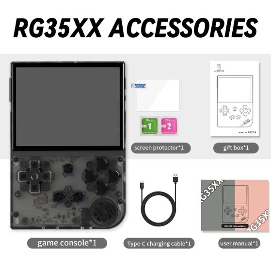 ANBERNIC RG35XX Retro håndholdt spillkonsoll med levende IPS-skjerm, PSP-støtte for nostalgisk spilling i grått