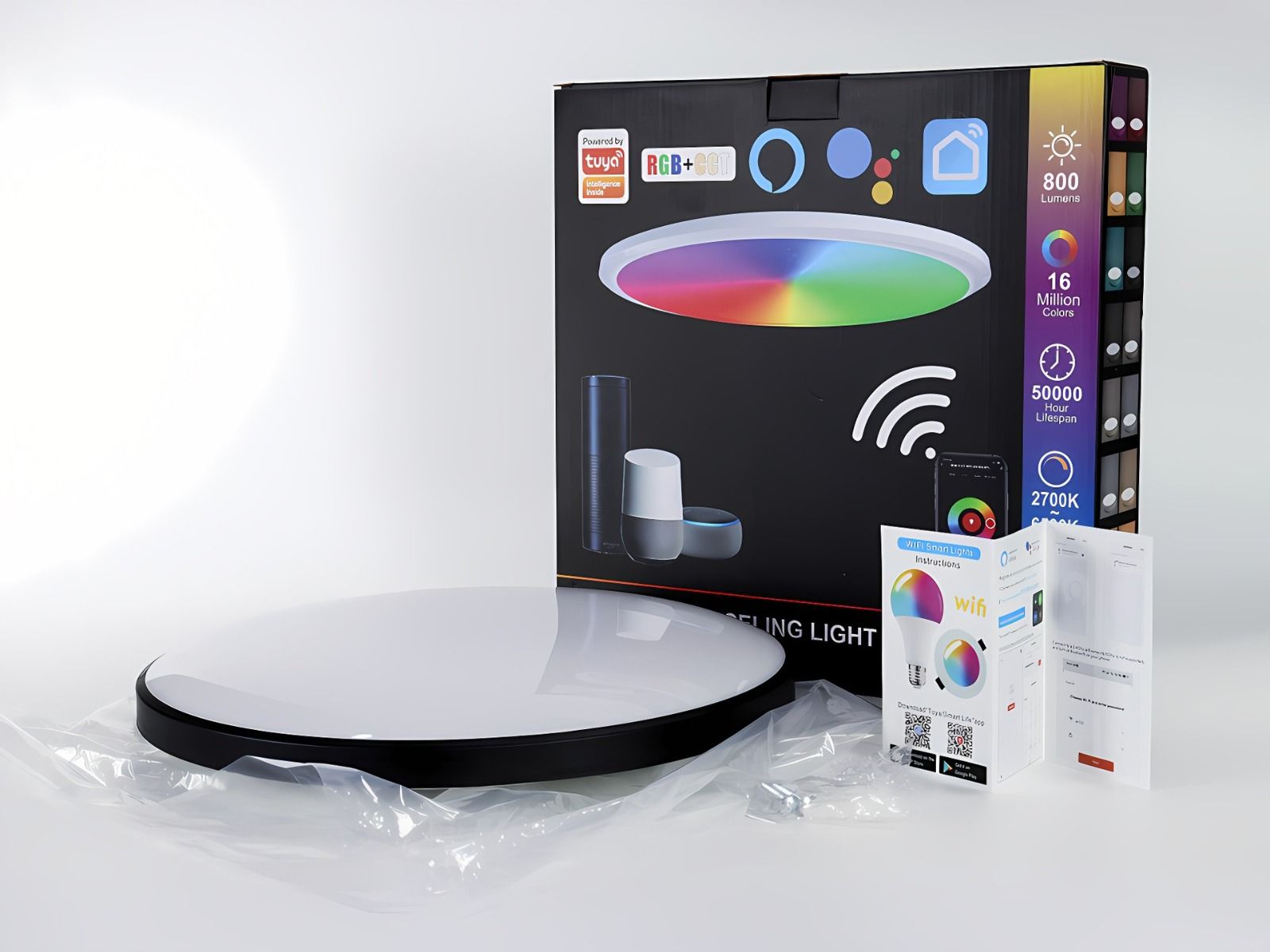Tuya Zigbee Smart taklampe 24W RGBCW dynamisk belysning for hjemmet kompatibel med Alexa energieffektiv