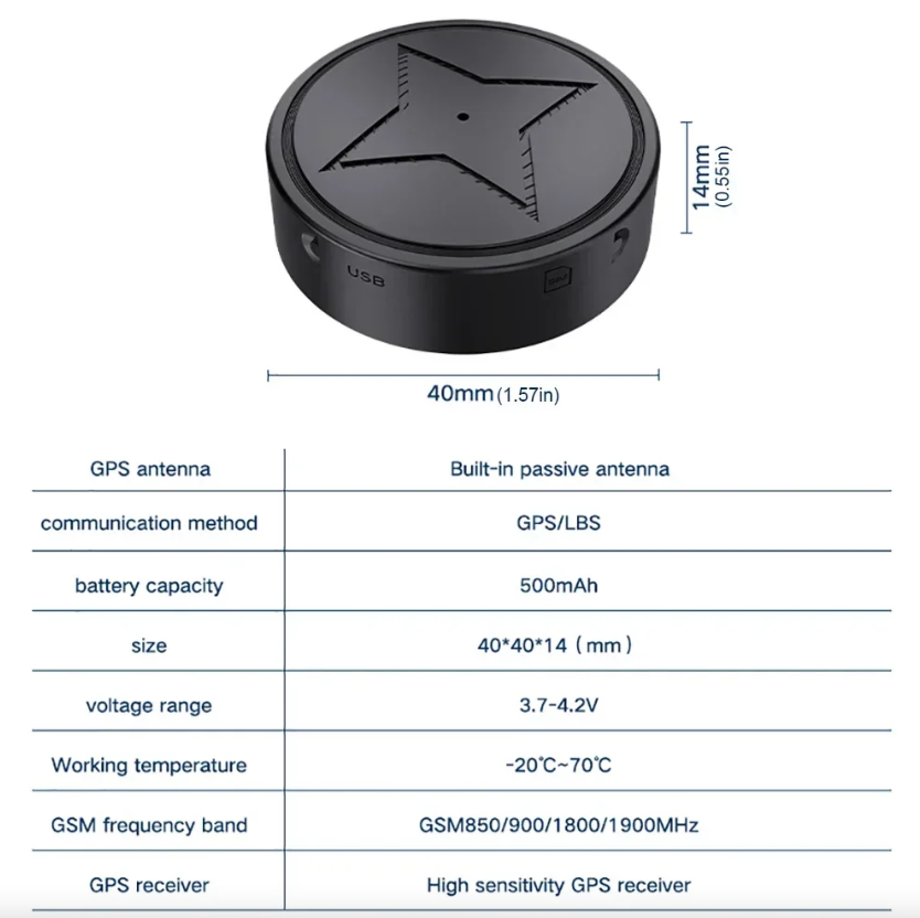 Mini GPS-sporer med sterk magnetfeste for bil, motorsykkel, lastebil, lokalisering i sanntid, anti-tap GPS-sporer