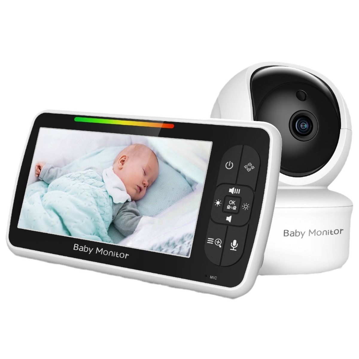 5-tommers babymonitor SM650 med HD 720P video, langvarig batteri, toveis lyd og bærbar spedbarnsovervåking