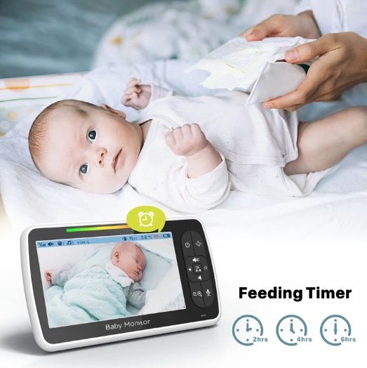 5-tommers babymonitor SM650 med HD 720P video, langvarig batteri, toveis lyd og bærbar spedbarnsovervåking