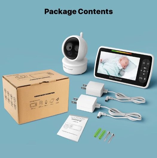 5-tommers babymonitor SM650 med HD 720P video, langvarig batteri, toveis lyd og bærbar spedbarnsovervåking