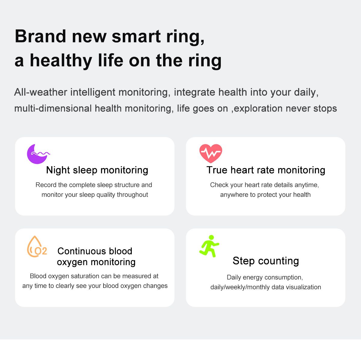 Multifunksjonell Smart Ring Bærbar Teknologi med Puls- og Søvnkvalitetssporing Stilig Tilbehør