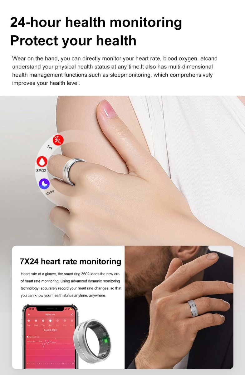 Multifunksjonell Smart Ring Bærbar Teknologi med Puls- og Søvnkvalitetssporing Stilig Tilbehør