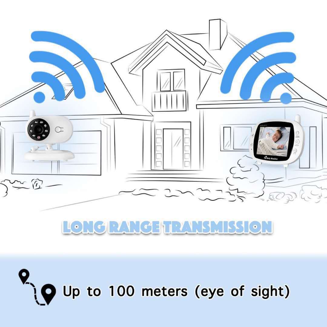 SP850 Trådløs video babyovervåker 3,5 tommer LCD natt-syn 2-veis lyd sikker tilkobling for barnesikkerhet