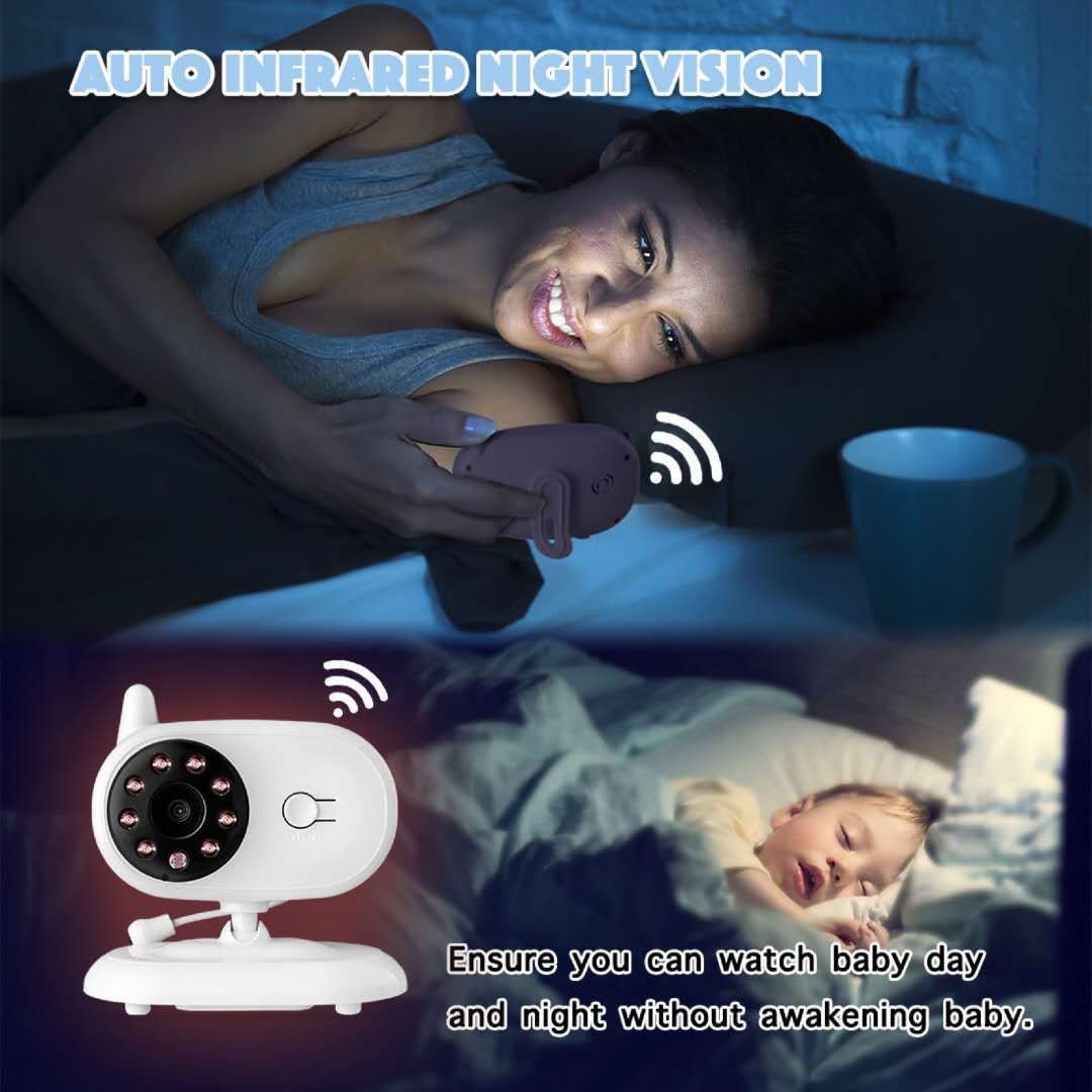SP850 Trådløs video babyovervåker 3,5 tommer LCD natt-syn 2-veis lyd sikker tilkobling for barnesikkerhet