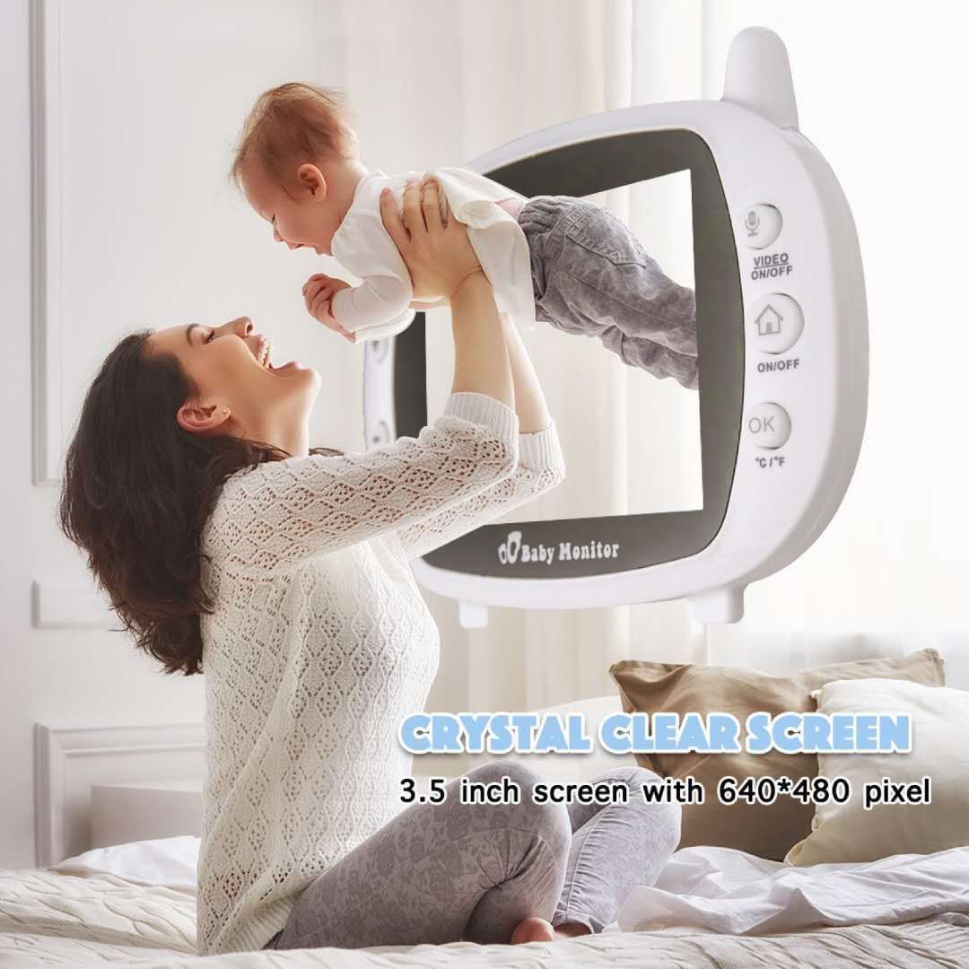 SP850 Trådløs video babyovervåker 3,5 tommer LCD natt-syn 2-veis lyd sikker tilkobling for barnesikkerhet