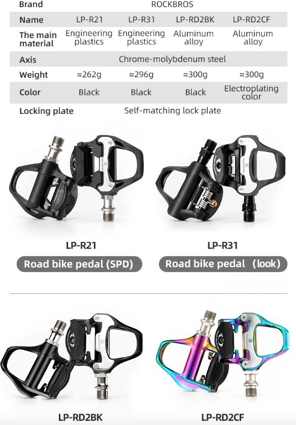 ROCKBROS SPD-SL landeveissykkelpedaler ultralette aluminium selvlåsende sykkelpedaler for forbedret stabilitet