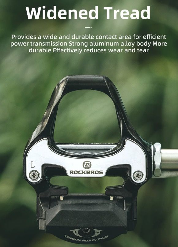 ROCKBROS SPD-SL landeveissykkelpedaler ultralette aluminium selvlåsende sykkelpedaler for forbedret stabilitet