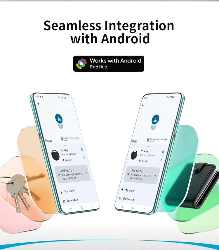 Bluetooth Tracker Tags for Luggage, 4-Pack, Android & Google Find My Device, Replaceable Battery