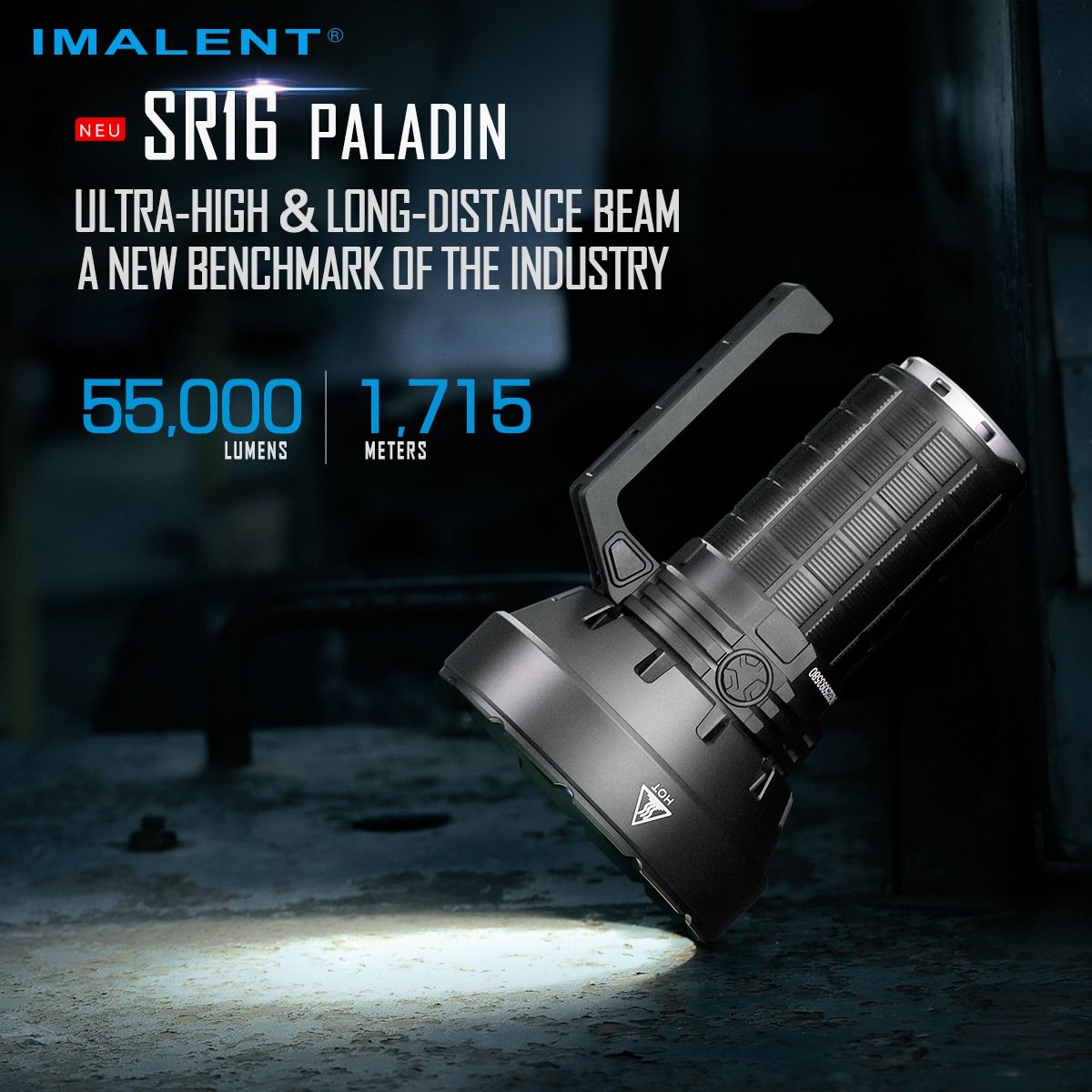 IMALENT SR16 55000 Lumen langstrålende lommelykt 1715 meter LED-lommelykt