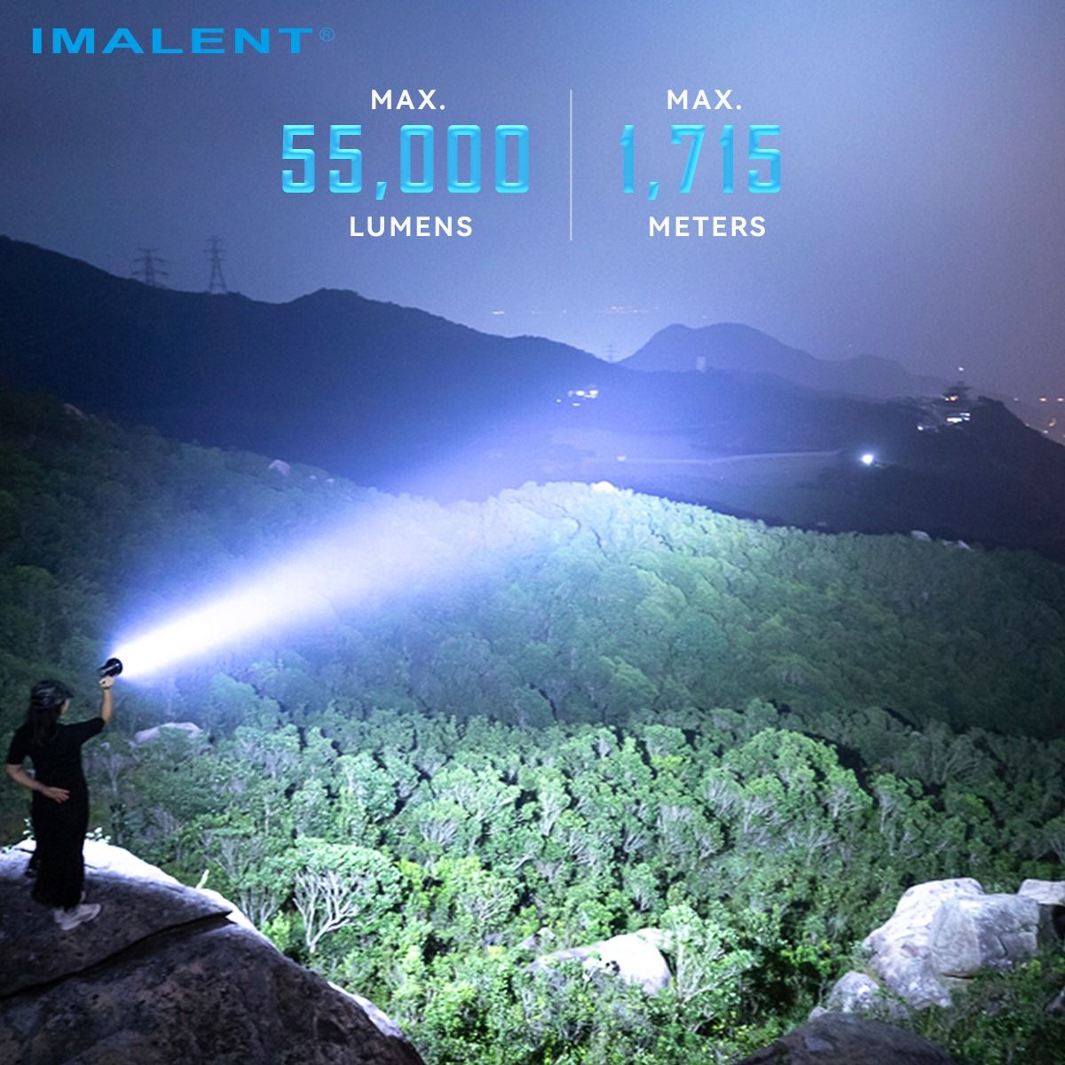 IMALENT SR16 55000 Lumen langstrålende lommelykt 1715 meter LED-lommelykt