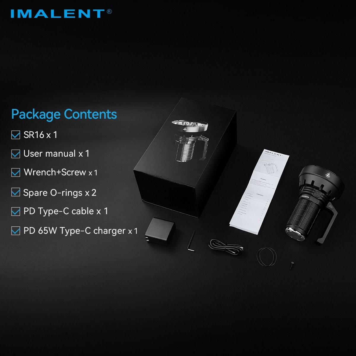 IMALENT SR16 55000 Lumen langstrålende lommelykt 1715 meter LED-lommelykt