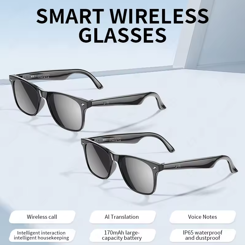 AI Smart Oversett Solbriller Bluetooth-anrop Støydemping Musikkavspilling BT-anrop Oversett Smart Briller