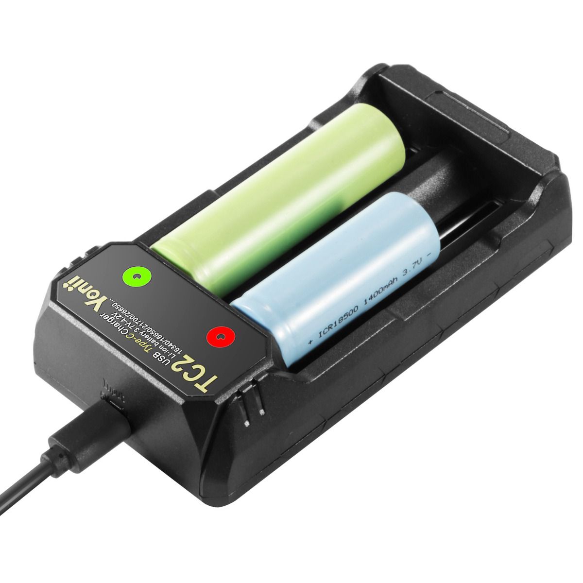 TC2 USB Type-C-lader hurtiglading 4.2V for 18650 21700 Li-ion-batterier doble porter for utendørsutstyr