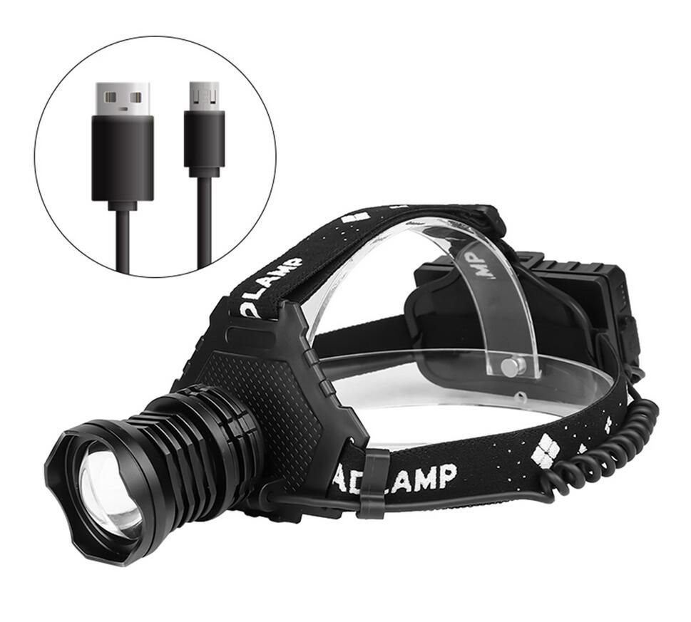 XHP70 LED Hodelykt 8000LM USB Oppladbar Utendørslys IPX5 Vanntett Justerbare Moduser for Camping og Fotturer