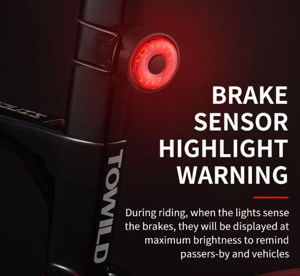 TOWILD TL03 Sykkel Smart Auto Bremsesensorlys LED Baklys Sykkeltilbehør med fem blinkemoduser