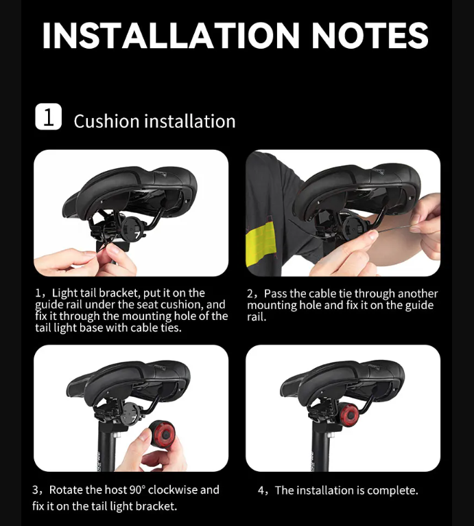 TOWILD TL03 Sykkel Smart Auto Bremsesensorlys LED Baklys Sykkeltilbehør med fem blinkemoduser