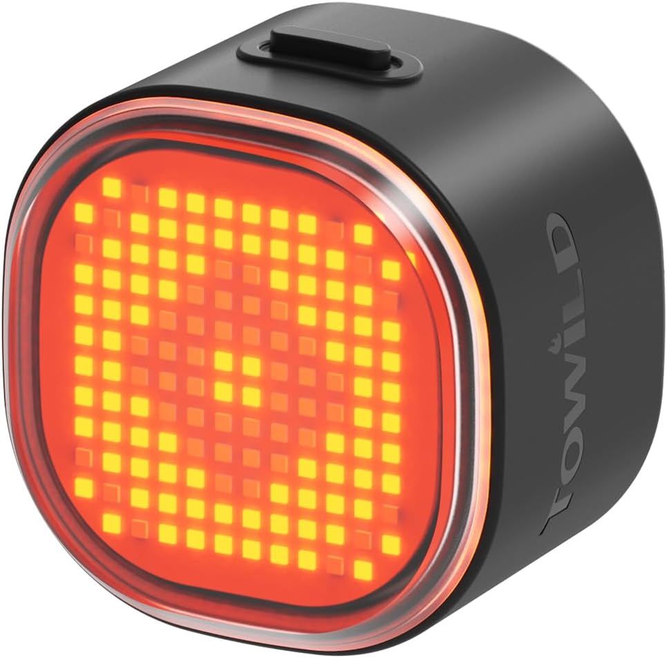 TOWILD TL08 Sykkel Baklys, Tilpassede Mønstre Fullfarge Sykkel Baklys, Bremsesensor, USB-C Oppladbar Sykkel Baklys