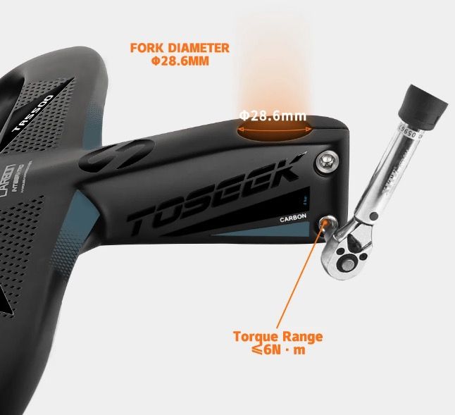 TOSEEK TR5500 landeveissykkelstyre lettvekt full karbonfiberstamme aerodynamisk design matt sort finish