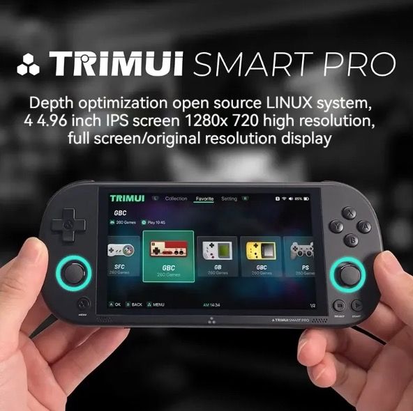 Trimui Smart Pro Vintage håndholdt spillkonsoll 4,96 tommer HD IPS-skjerm bærbar spilling langvarig batteri