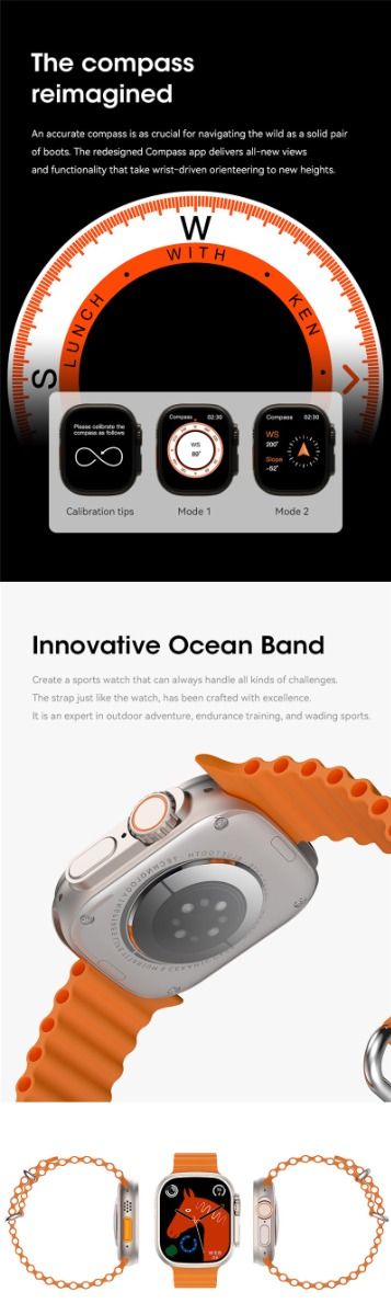 49mm Smart Watch Ultra 9 Bluetooth-anrop NFC Kompass GPS-rutesporing IP68 Smartwatch