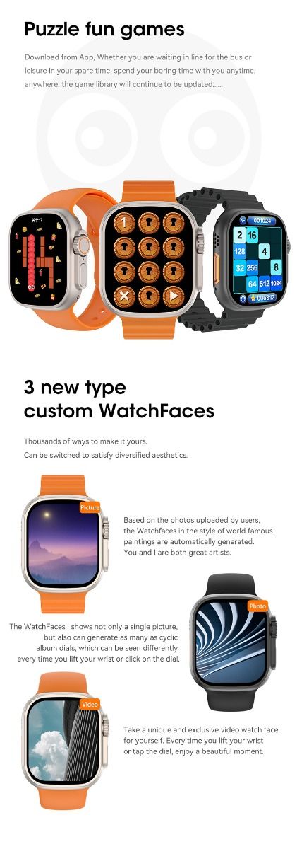 49mm Smart Watch Ultra 9 Bluetooth-anrop NFC Kompass GPS-rutesporing IP68 Smartwatch