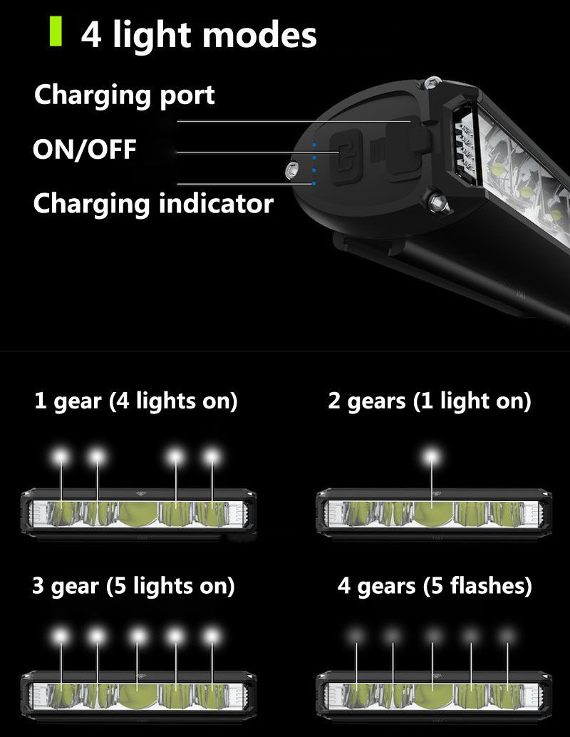 Frontlys for sykkel LED 5200 lumen USB-lading vanntett lommelykt slitesterk MTB-sykkelsikkerhetsutstyr