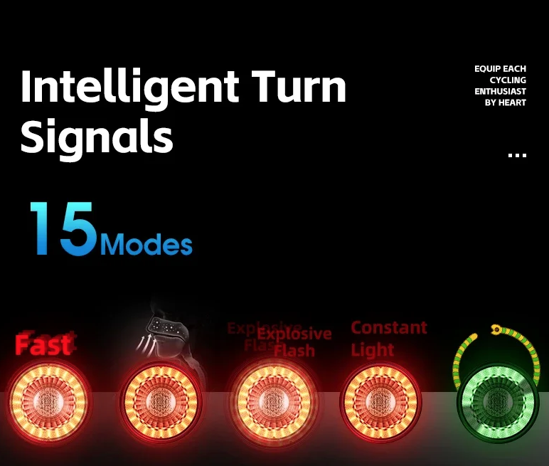 Allsidig sykkel baklys smart bremsesensor trådløs fjernkontroll fargerik blink gjenoppladbart lys
