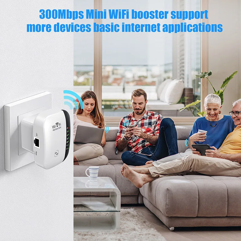 WiFi-repeater trådløs signalforsterker nettverksutvider hjemmeruter gjennom veggen soverom mottar bevegelse