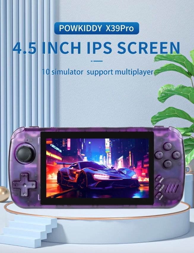 POWKIDDY X39pro Håndholdt videospillkonsoll 4,3 tommer IPS retrospilling med PS1-støtte og HD-utgang