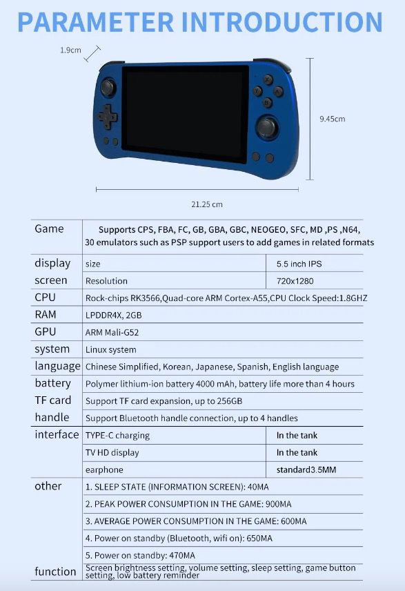 POWKIDDY X55 Håndholdt spillkonsoll Retrogaming 5,5 tommers skjerm IPS-display RK3566-prosessor Spilling på farten