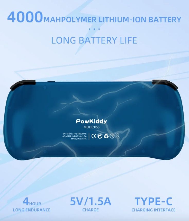 POWKIDDY X55 Håndholdt spillkonsoll Retrogaming 5,5 tommers skjerm IPS-display RK3566-prosessor Spilling på farten