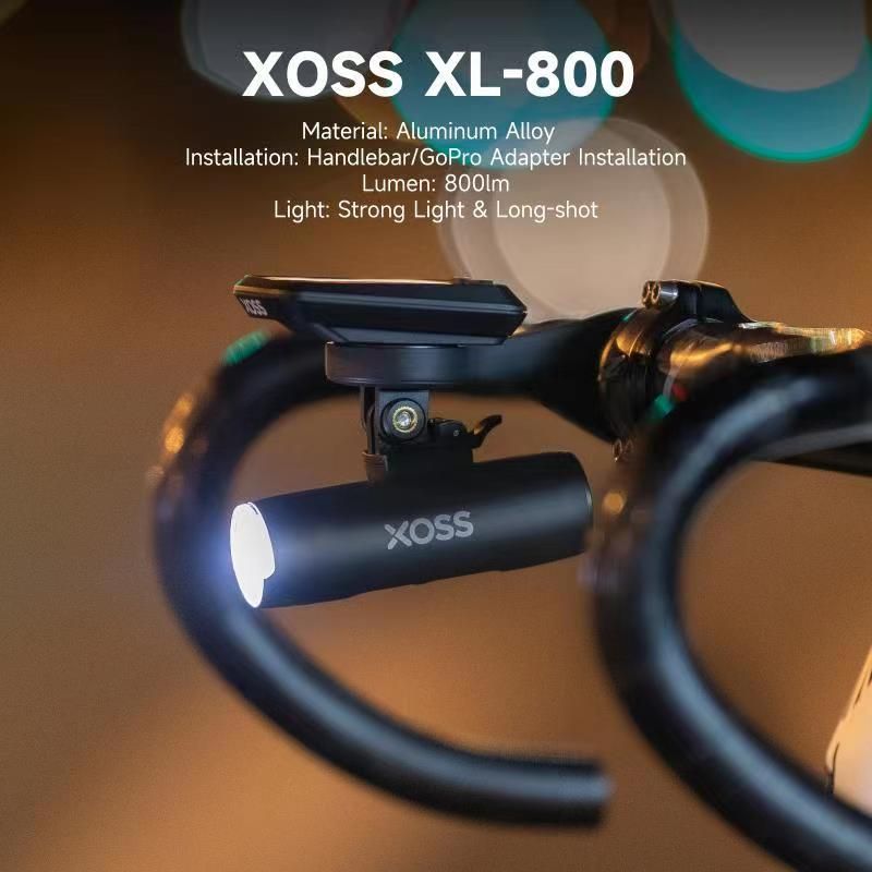 XOSS sykkellykt frontlys 800Lm vanntett USB-oppladbar MTB frontlampe utendørs sykkeltilbehør