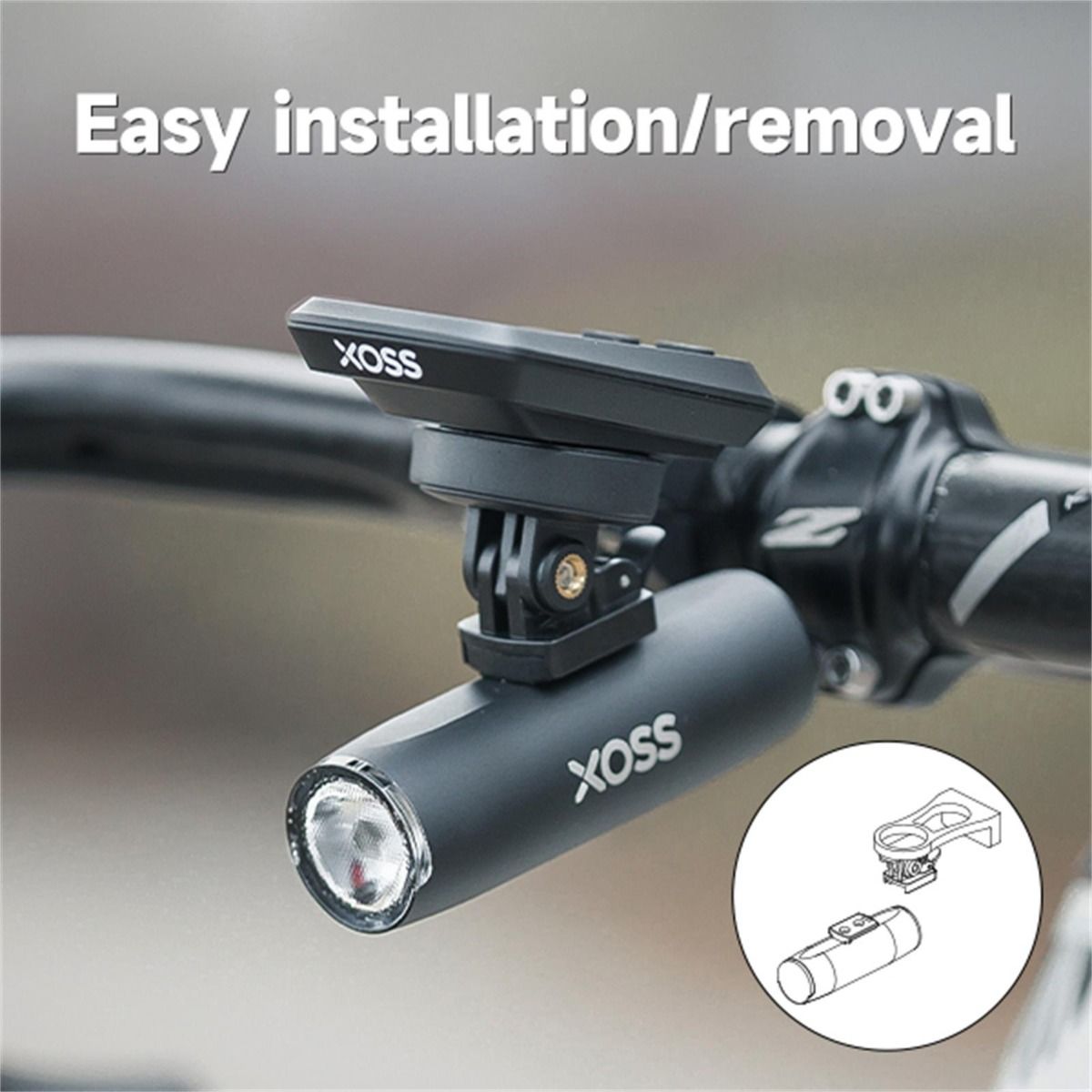 XOSS sykkellykt frontlys 800Lm vanntett USB-oppladbar MTB frontlampe utendørs sykkeltilbehør