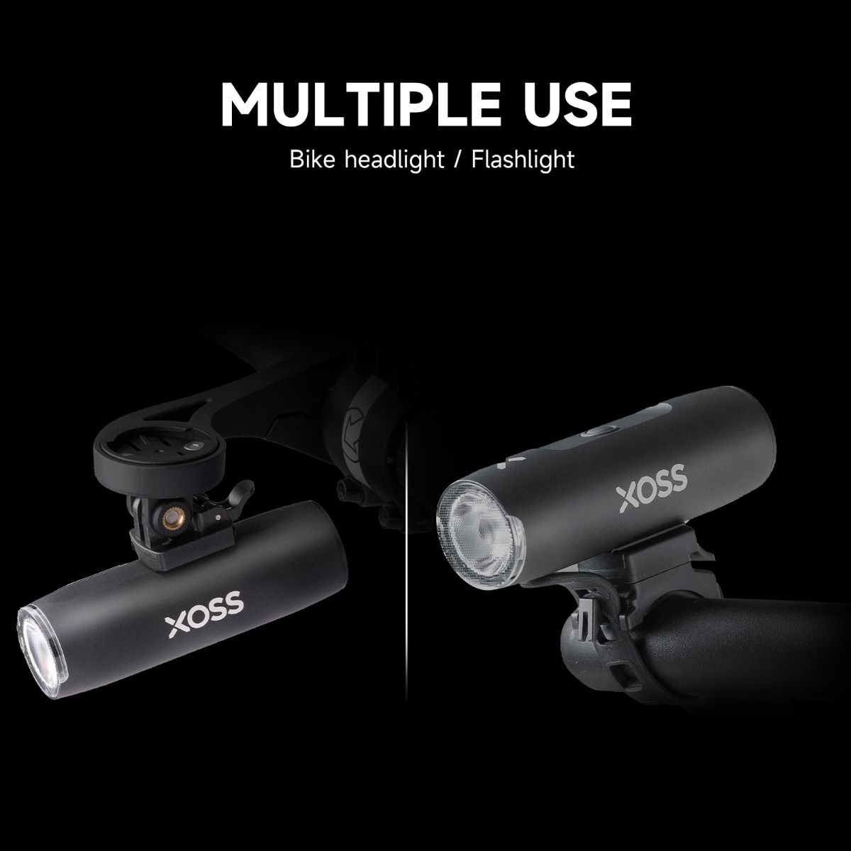 XOSS sykkellykt frontlys 800Lm vanntett USB-oppladbar MTB frontlampe utendørs sykkeltilbehør