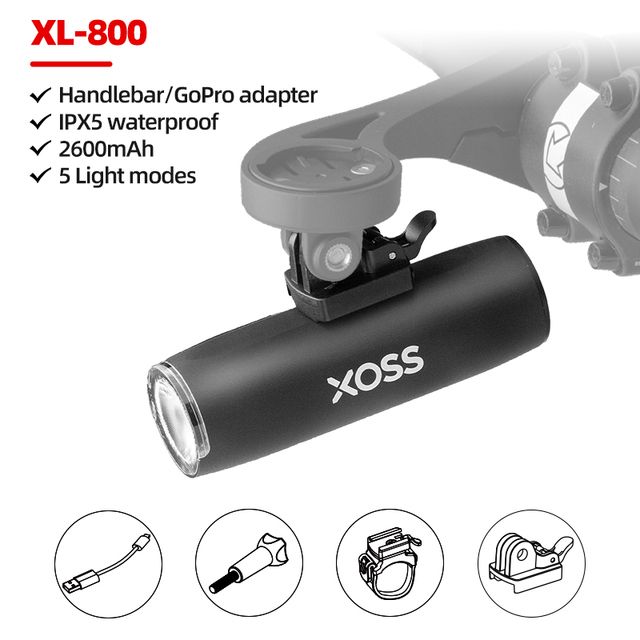 XOSS sykkellykt frontlys 800Lm vanntett USB-oppladbar MTB frontlampe utendørs sykkeltilbehør