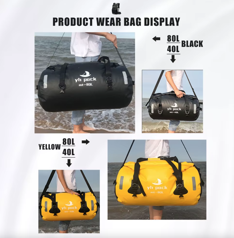 Motorsykkelveske Vanntett MTB Sykkel Trunkbag Bakre Reise Bagasjebærer Bærbar Setepose Sykkeltilbehør 40L/80L