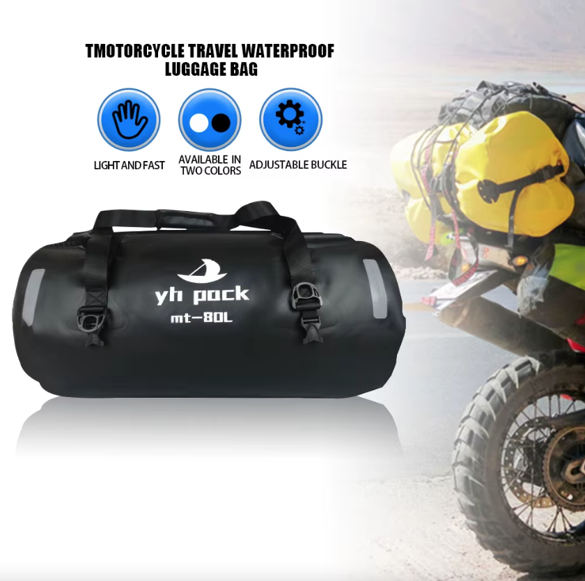 Motorsykkelveske Vanntett MTB Sykkel Trunkbag Bakre Reise Bagasjebærer Bærbar Setepose Sykkeltilbehør 40L/80L