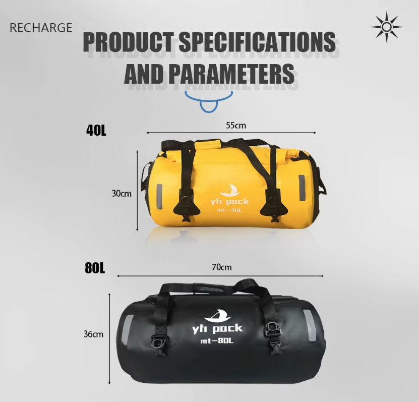 Motorsykkelveske Vanntett MTB Sykkel Trunkbag Bakre Reise Bagasjebærer Bærbar Setepose Sykkeltilbehør 40L/80L