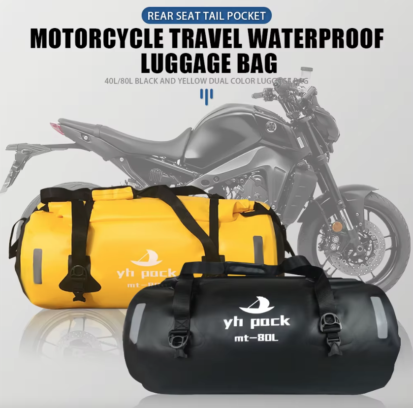 Motorsykkelveske Vanntett MTB Sykkel Trunkbag Bakre Reise Bagasjebærer Bærbar Setepose Sykkeltilbehør 40L/80L