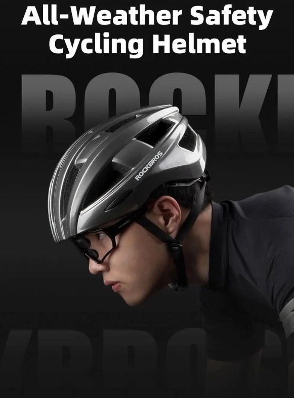 ROCKBROS Sykkelhjelm LED-baklys Ultralett design Oppladbart sykkelsikkerhetsutstyr for landevei og MTB