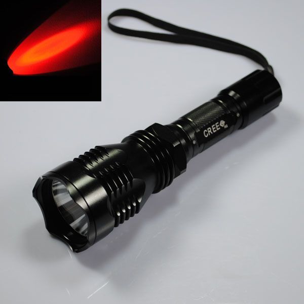 UniqueFire HS-802 Rødt lys lang rekkevidde LED-lommelykt for camping, fotturer, dyrelivsobservasjon 500 meters stråle