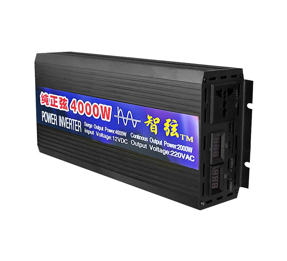 Ren sinusbølgeomformer 2000W 3000W 4000W LED-skjerm for følsom elektronikk, hjemmebackup, camping